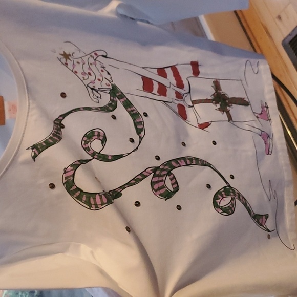 Ruby Rd. Long Sleeve Holiday Skater with Bag Graphic Long Sleeve Sz. L Top Tunic - Picture 3 of 10